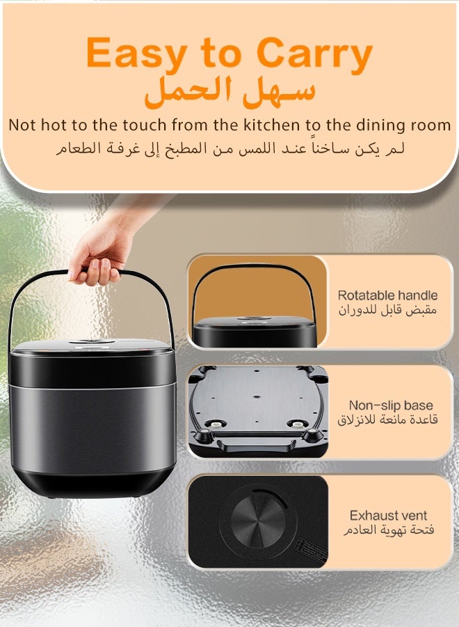 رويال ستار طنجرة أرز كهربائية مع جهاز تبخير وكوب قياس، سعة 5 لترات، وعاء داخلي غير لاصق، خاصية الحفاظ على الحرارة لمدة 24 ساعة ومؤقت لمدة 15 ساعة، 8 أوضاع طهي لأطعمة صحية، شوربة، خضراوات، وكيك - Image 4